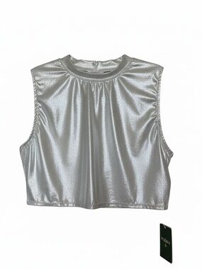 Halara Metallic Sleeveless Mockneck Crop Top, Size L
